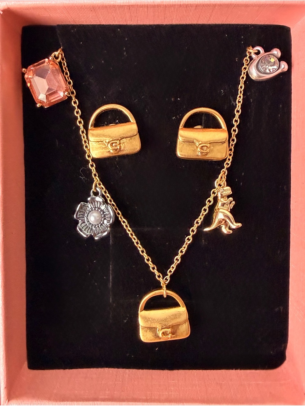Mini Handbag Charm Bracelet and Tabby Stud Earrings matching set. - Picture 3 of 6